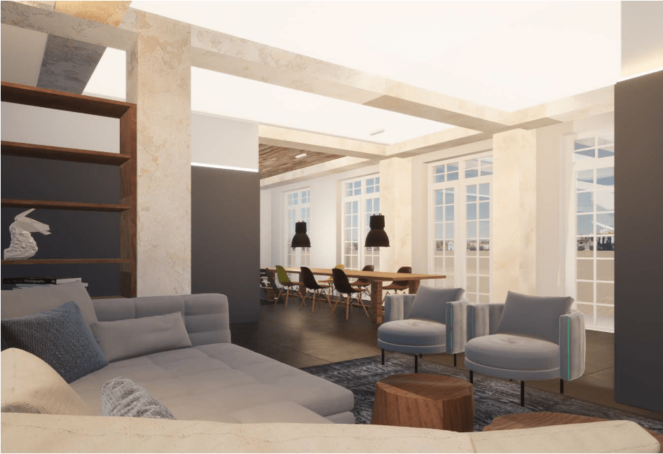 3 D Zeichnung und Visualisierung von Loft Wohnbereich